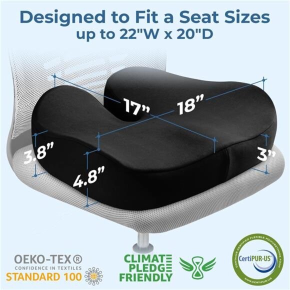 Seat Cushion for Tailbone Pain Relief – Large Memory Foam Lifting Pillow - Picture 4 of 7